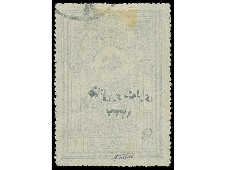 1921, Museum 1 pia. ultramarine handstamped 1337, used with part cancellation of 'ANKARA 8', light crease, otherwise fine and
