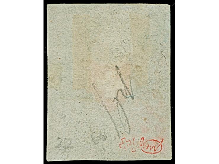 1850, Rayon I, 5 Rp. Mit Kreuzeinfassung, farbfrisch und voll- bis breitrandig, leicht entwertet durch Rosette. Einwandfrei. 