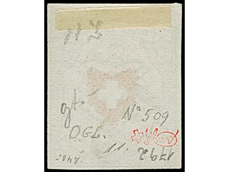 1850, POSTE LOCALE 2½  Rp. mit Kreuzeinfassung, farbfrisch und voll- bis breitrandig, leicht entwertet "P.P.". Einwandfrei. S