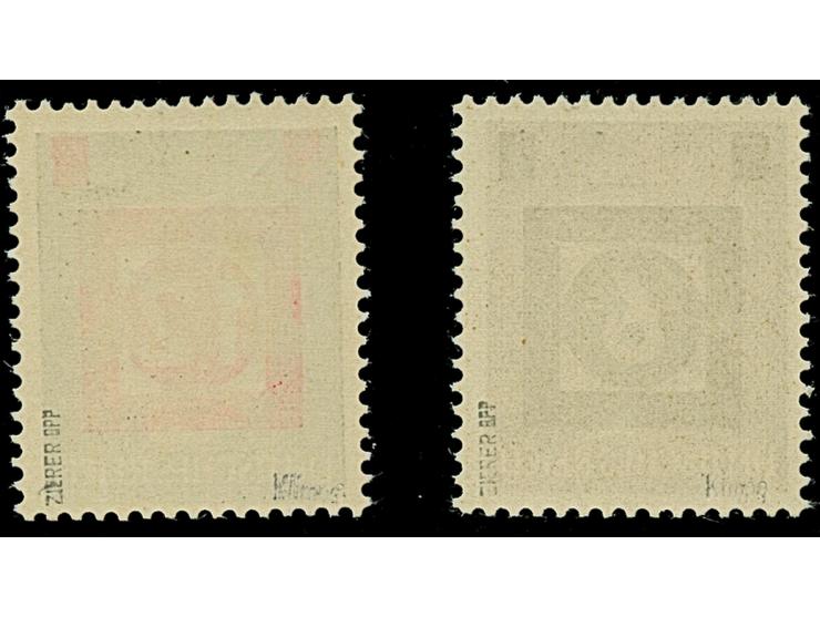 1945, Aufdruckausgabe 6 auf 3 Pfg. und 12 in rot auf 1 Pfg., postfrisch. Tadellos. Signiert Zierer BPP mit Attest (1982)