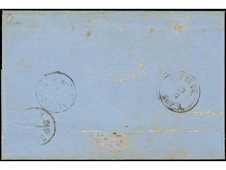 1860, 7 Grote auf rötlichgelb, farbfrisch und voll- bis meist breitrandig, mit sauber aufgesetztem Ra "BREMEN 27 7" auf Brief