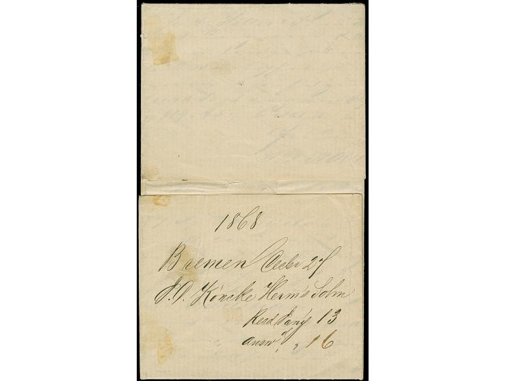 10 Grote schwarz, farbfrisch und gut bis ausgabetypisch gezähnt, mit sauber aufgesetztem kleinen Ra2 "BREMEN 27 12" (1867) au