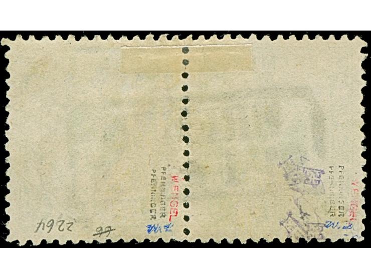 5 Sgr. dunkelgrünlicholiv auf gestrichenem Papier, waagerechtes Paar, farbfrisch und gut gezähnt, sauber entwertet durch zent