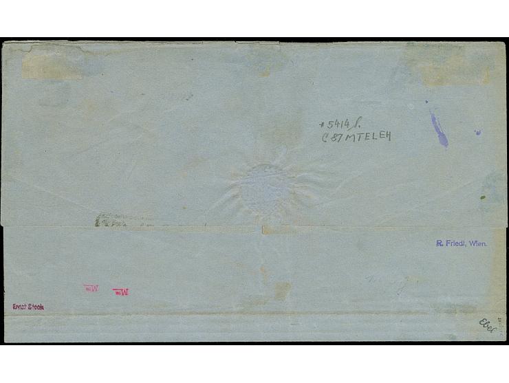 1863, 2 Grote gelborange, farbfrisch und ausgabetypisch durchstochen, mit sauber auf- und nebengesetztem blauem Ra3 "VEGESACK