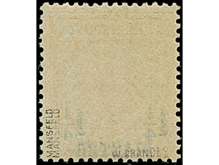 1¼ Pia. auf 25 Pfg. gelborange, ist farbfrisch und gut gezähnt, postfrisch und ist in tadelloser Erhaltung. Postfrische Marke