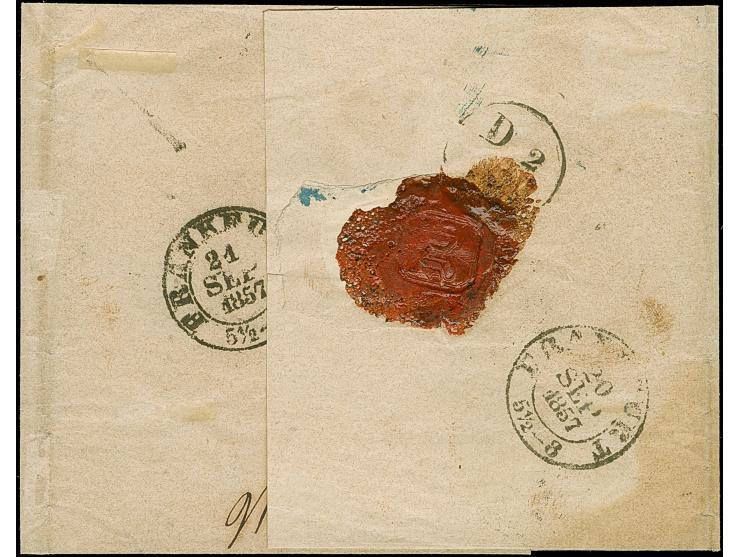 "169" auf 6 Kr. auf gelb, voll- bis breitrandig, mit sauber nebengesetztem L2 "WERBACH 18 SEP" (1857) auf recommandirter Brie