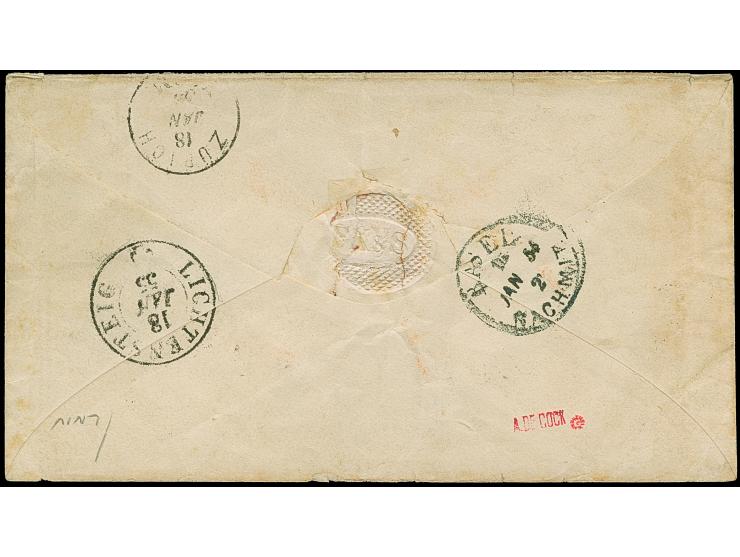 "84" LÖRRACH als Fremdentwertung auf zwei Einzelwerten Schweiz Strubel, Münchener Druck, 15 Rp. Lilakarmin, auf Briefkuvert n