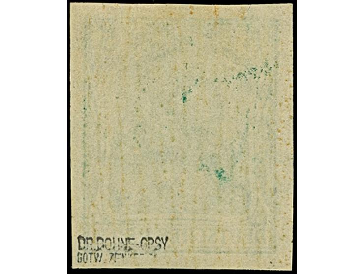 1915, Germania 5 Pfg. (dunkel)opalgrün ungezähnt mit Wasserzeichen “Kreuze und Ringe”, farbfrisch, ungebraucht und in tadello