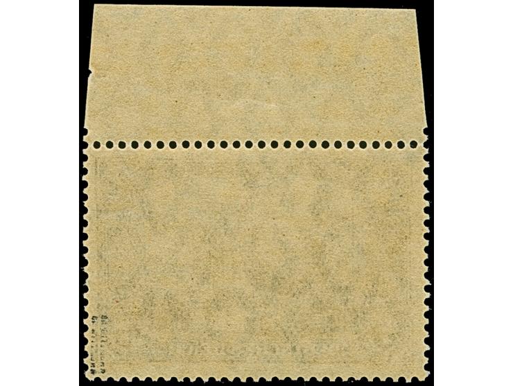 1919, Kriegsdruck 3 M. schwarzviolettgrau mit Zähnungslöcher 26:17, Oberrandstück, postfrisch und in tadelloser Erhaltung. Da