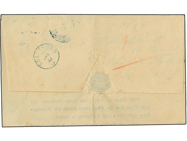 "10" in blau, zweimal klar abgeschlagen auf 1853, 1Kr. schwarz im senkrechten Paar, mit nebengesetztem blauem L1 "BEUGGEN" au