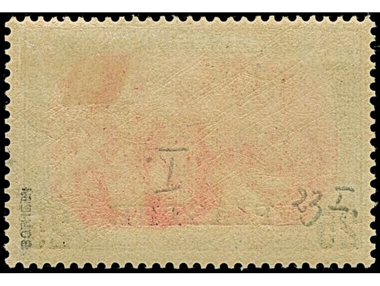 1900/04, Reichspost 25 PIASTER auf 5 M. in Type I ohne Nachmalung. Die farbfrische und sehr gut gezähnte Marke ist ungebrauch