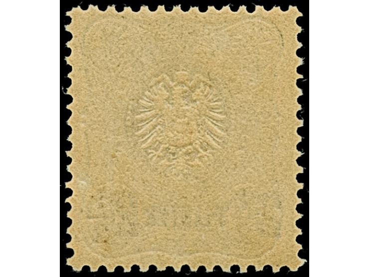 1887, 2½ PIASTER auf 50 Pfg. (dunkel)oliv, ist farbfrisch und gut gezähnt. Die postfrische Marke ist in tadelloser Erhaltung,
