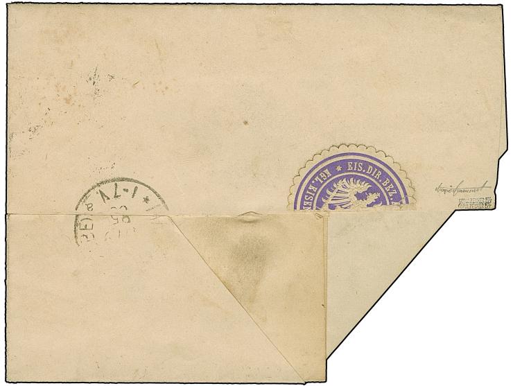 1874, Eisenbahn-Gebührenzettel der OPD Hamburg “Frei laut Entschädigungs-Conto” (2. Zeile Antiquaschrift) schwarz auf gelb, d