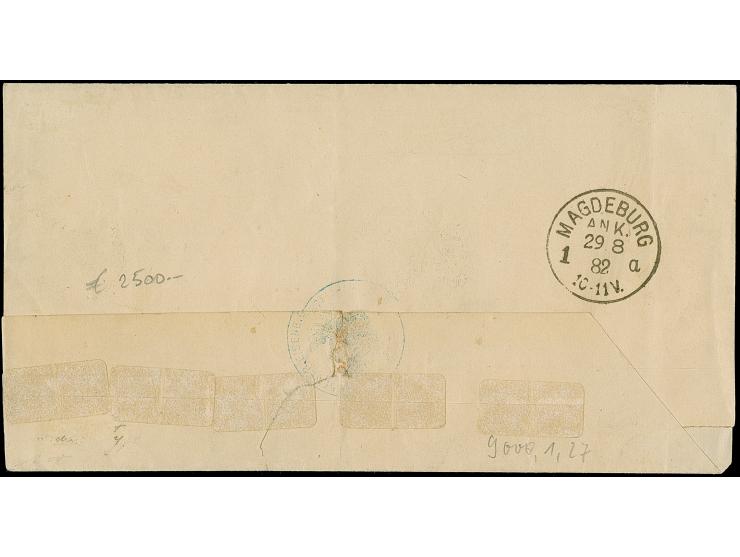 1874, Eisenbahn-Gebührenzettel der OPD Breslau “Frei laut Entschädigungs-Conto” schwarz auf gelb, oben lupenrandig, ansonsten