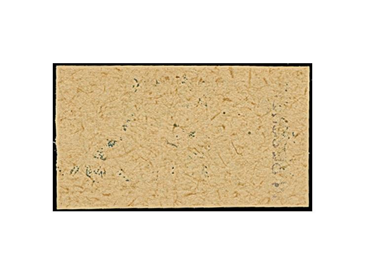 1948, Notopfermarke 2 Pfg. geschnitten auf hellchromgelbem Zwischenlagepapier ohne Wasserzeichen und ohne Gummierung. Die Mar