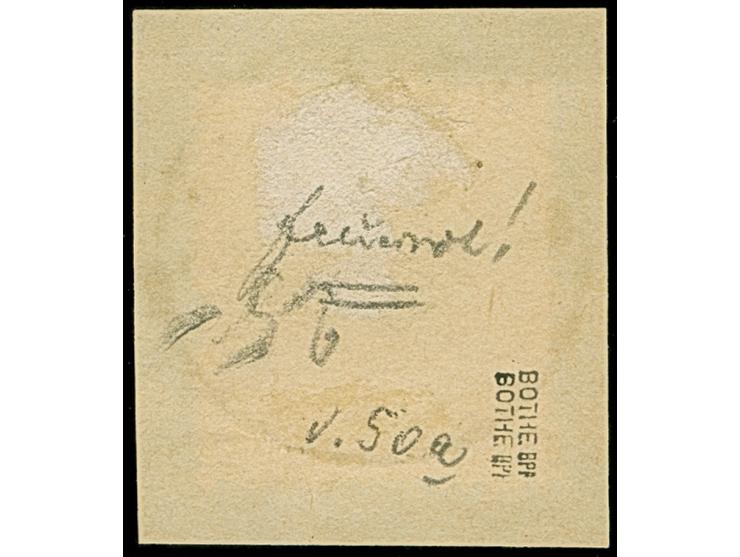 1890, Krone/Adler 50 Pfg. lebhaftbräunlichrot mit EKr. “FINSCHAFEN 2.9.90” auf Briefstück. Die Marke mit kurzem Zahn unten re