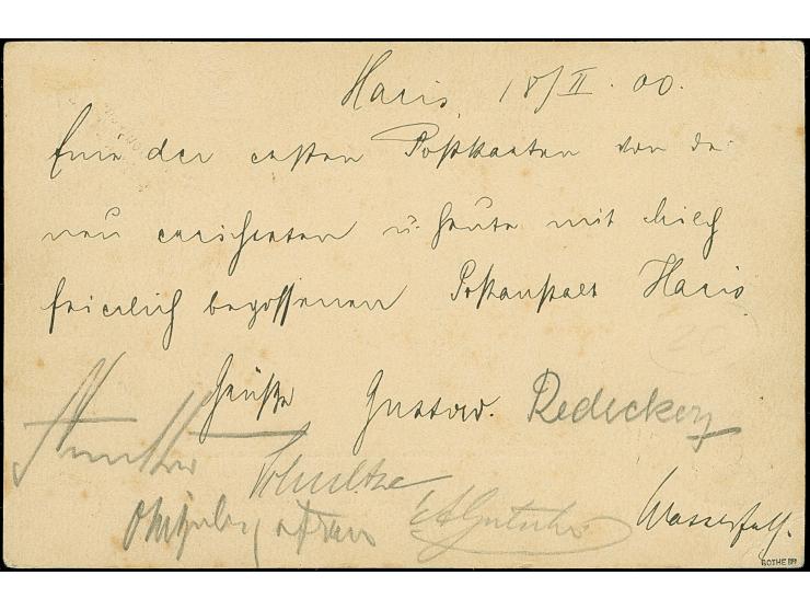 “Haris (Deutsch-Südwestafrika) 18.2.00” violetter L3 klar auf Ganzsachenkarte Ausgabe 1898 5 Pfg. mit Federstrich-Entwertung 