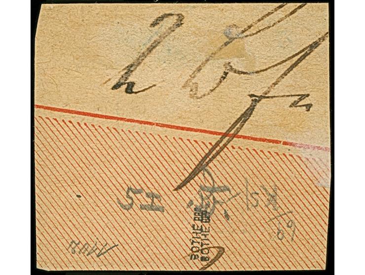 1899/1900. Diagonalaufdruck 25 Pfg. gelblichorange mit Stempel “YAP KAROLINEN 7.11.99” auf Briefstück. Die farbfrische Marke 