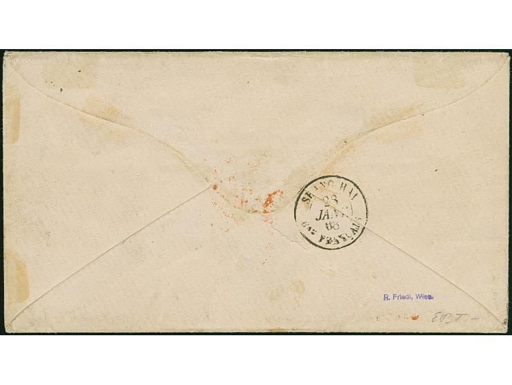 1865/67, 1⅓  Sch. lebhaftrotkarmin, waagerechter Vierer-Streifen und 3 Einzelmarken in Mischfrankatur mit Preußen 10 Silbergr