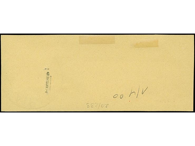 1899/1900, Steilaufdruck 50 Pfg. mit Stempel “SAIPAN MARIANEN 1.4.oo” auf Briefstück mit R-Zettel “Saipan”. Die farbfrische M