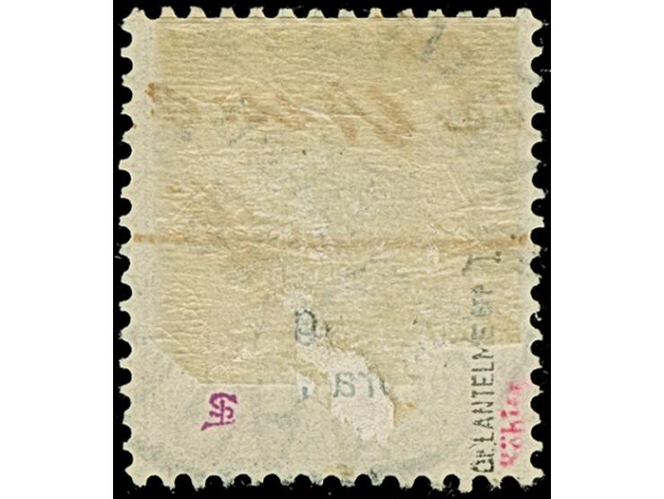 1899/1900, Steilaufdruck 3 Pfg. mit Stempel “SAIPAN MARIANEN 27.1.00”, rückseitig mit Tintenspur. Die farbfrische Marke ist i