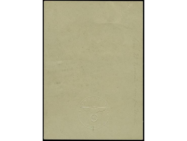 1944, 400 Jahre Albertus-Universität Königsberg 6 Pfg. als gezähnter Probedruck, vier Werte in verschiedenen Grüntönen auf Vo