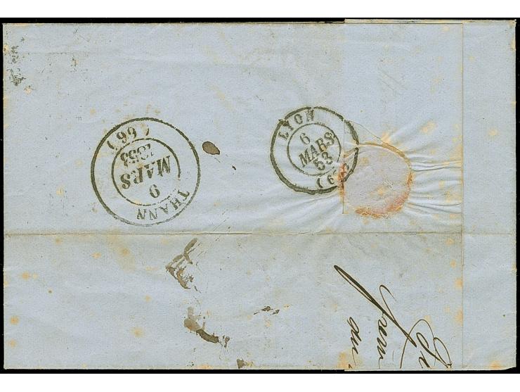 1851, King Emmanuel II 40 c. lilac rose, two fresh examples of this rare shade, margins shaved or touched to large, each tied