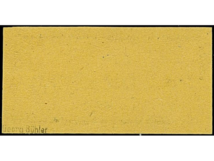 1874, Eisenbahn-Gebührenzettel schwarz auf gelb, allseits breitrandig, postfrisch und in tadelloser Erhaltung. Ein besonderes