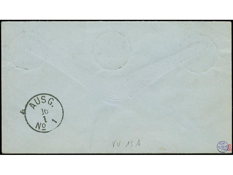 1890, Krone/Adler 25 Pfg. gelborange und 5 Pfg. gelblichgrün je mit Stempel “KAMERUN 30.11.91” als tarifgerechte Zufrankatur 