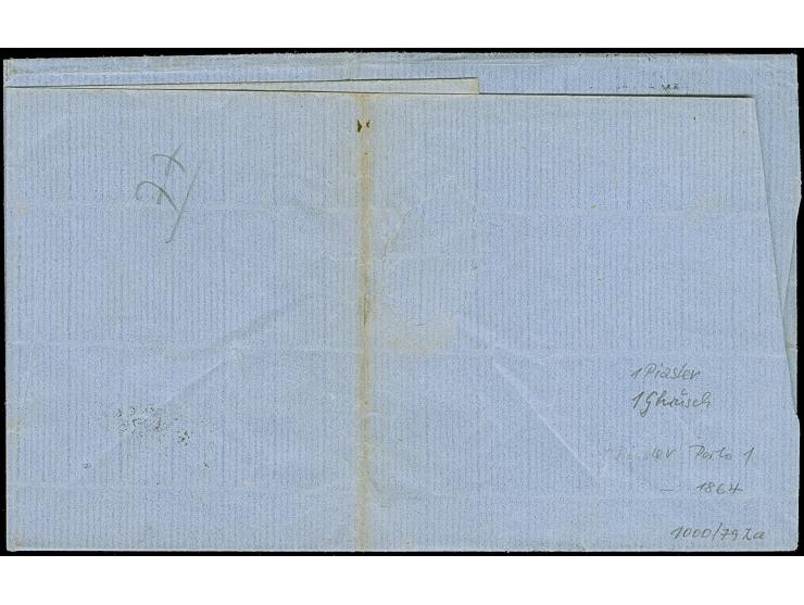 1864, 1 pia. on red brown, fresh colour, full to wide margins, tied by fine dotted 'battal' (Coles-W.no.60) to entire letter 