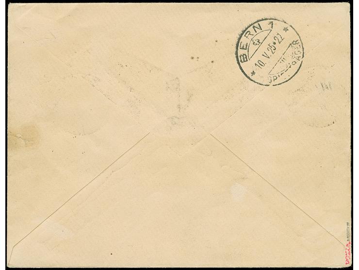 1923, Grünaufdruck 60 auf 500 M. orange, Type I, in Mischfrankatur mit 30 C. auf 400 M auf 1 L. braun (Type I), 15 C. auf 100