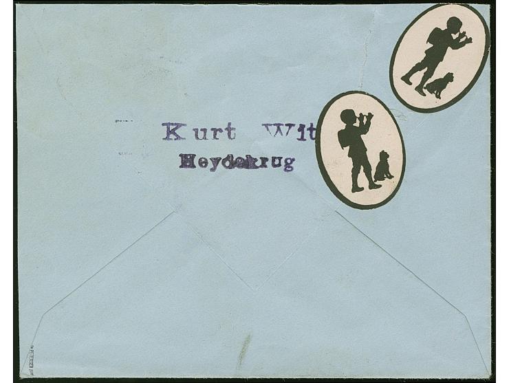 1920, 50 pf. auf 35 C. (dunkel)rotviolett mit Stempel “HEYDEKRUG 27.7.20” auf etwas überfrankiertem Brief mit Zensur-Ra2 “M.P