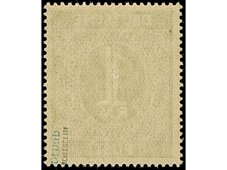 Band auf Ziffer 1 RM., postfrisch, in tadelloser Erhaltung, sign. Dr. Dub und Schlegel BPP sowie Fotoattest D. Schlegel BPP (