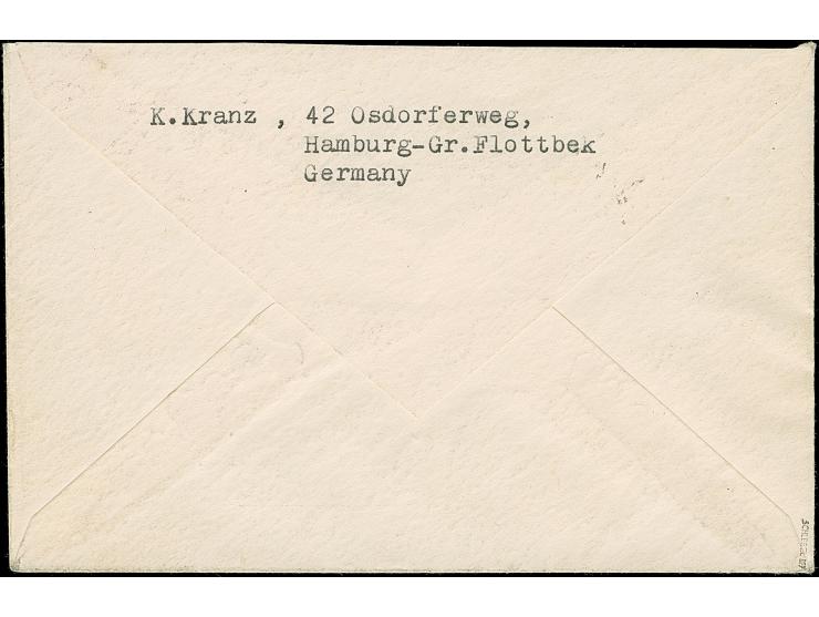 1951, Marienkirche 10 und 20 Pfg. je mit Ersttags-Stempel “HAMBURG 30.8.51” als portogerechte Frankatur auf kleinformatigem B