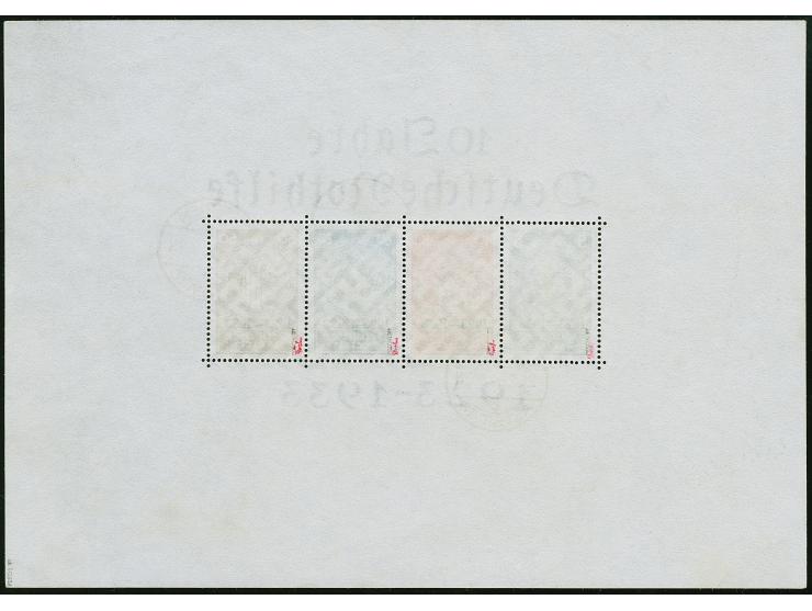 1939, Nothilfe-Block mit Stempel “DRESDEN ALTST. 16 23.3.34”, die Blockrändern sind kaum sichtbar fleckig bzw. leicht aufgera