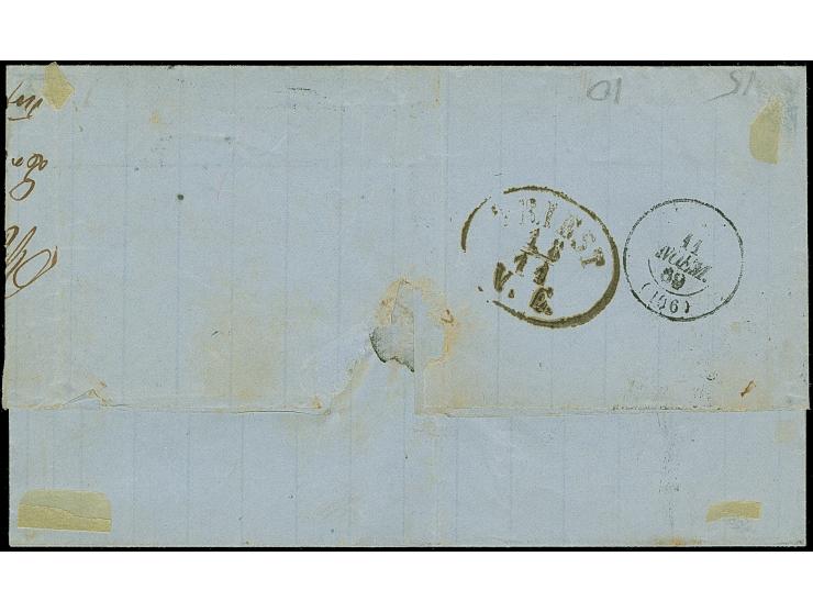 1869, lettersheet with manuscript "Galatz 12/11" without further dispatch mark, via Triest (transit mark on reverse) to Corfu