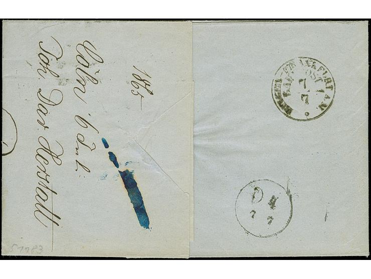 “COELN** &nbsp;6.7.65” (Spalink 4-1), mehrfach auf Preußen Wappen 1 Sgr. mittelrosa, 2 Sgr. ultramarin und 3 Sgr. graubraun a