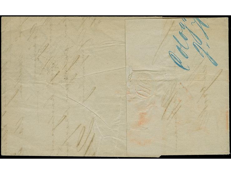 “COELN 6.8.66” (Spalink 4-12) sehr klar auf komplettem Faltbrief mit Röteltaxe “12” (Silbergroschen, bar bezahlt) via “AACHEN