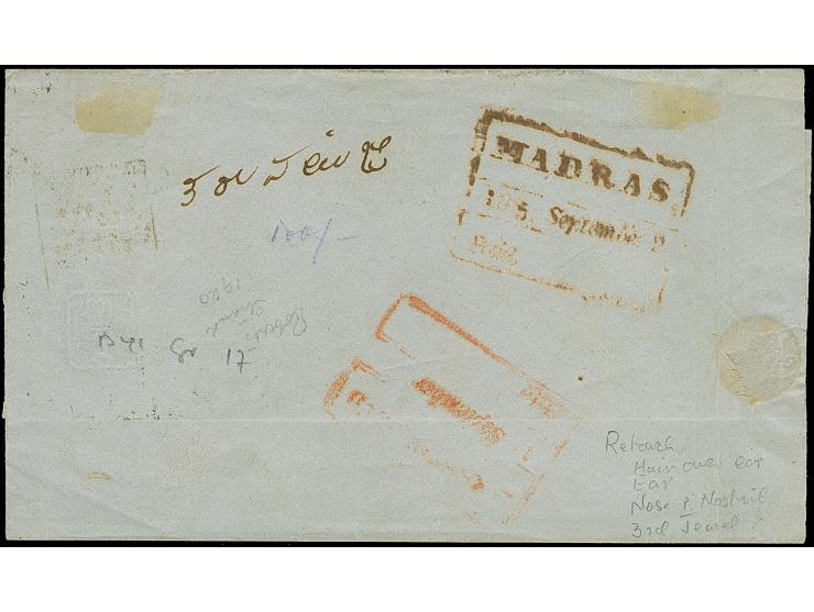 1854, Lithographs, ½ a. indigo, die I, good to large margins, tied by diamond of dots to letter sheet (2 side flaps missing) 