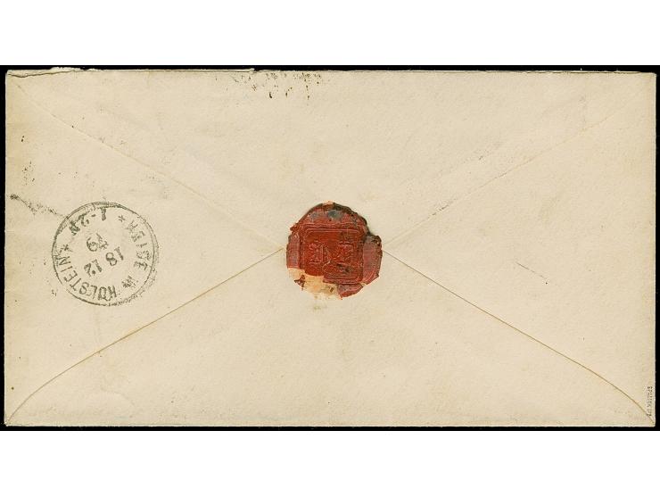 “COELN *1c 17.12.79” (Spalink 4-12y) mehrfach klar auf 10 Pfge mattrosa und 20 Pfge dunkelultramarin als tarifgerechte Franka