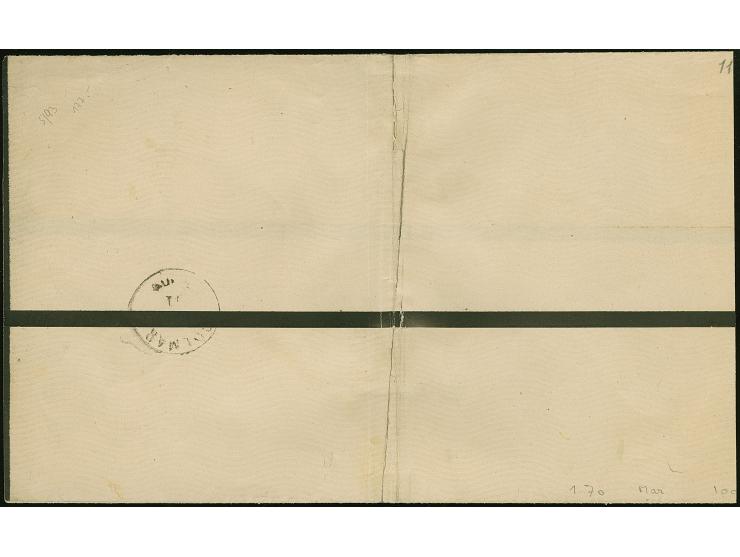 “COLMAR 18.NOVBR.71” (Spalink 5-1) recht klar auf 4 C. lilagrau, Netzwerk mit Spitzen nach oben, auf Drucksachen-Streifband i