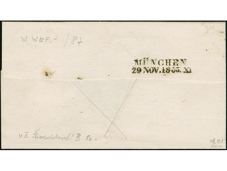 6 Kr. rötlichbraun, voll- bis breitrandig, mit klar und zentrisch aufgesetztem gMR "46" und klar nebengesetztem Halbkreis "DA