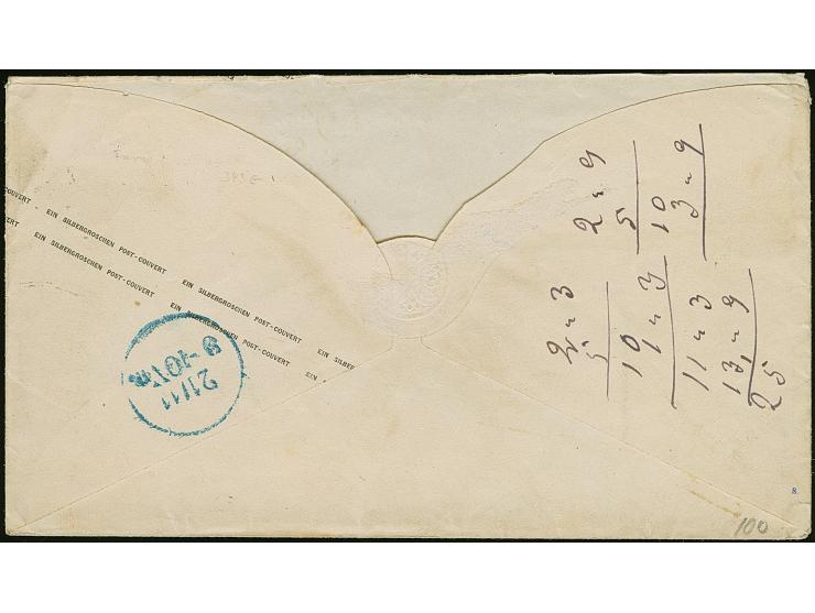 “CREFELD** 20.NOVBR.65” (Spalink 6-1) mehrfach klar auf Preußen Ganzsachenumschlag Wappen 1 Sgr. mit tarifgerechter Zufrankat