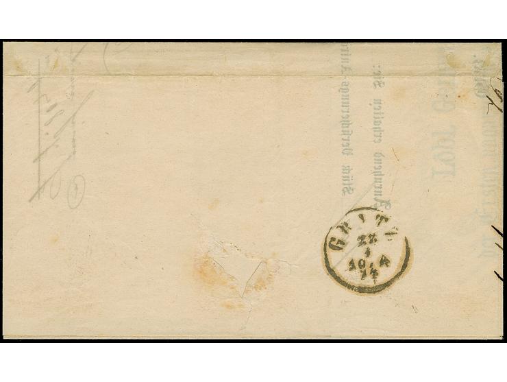 1867, 2 Kr. gelb, 3 Kr. grün und 5 kr. rosakarmin, farbfrisch, sauber mit EKr. “KLAGENFURT BAHNHOF 28-4 74” auf Drucksache na