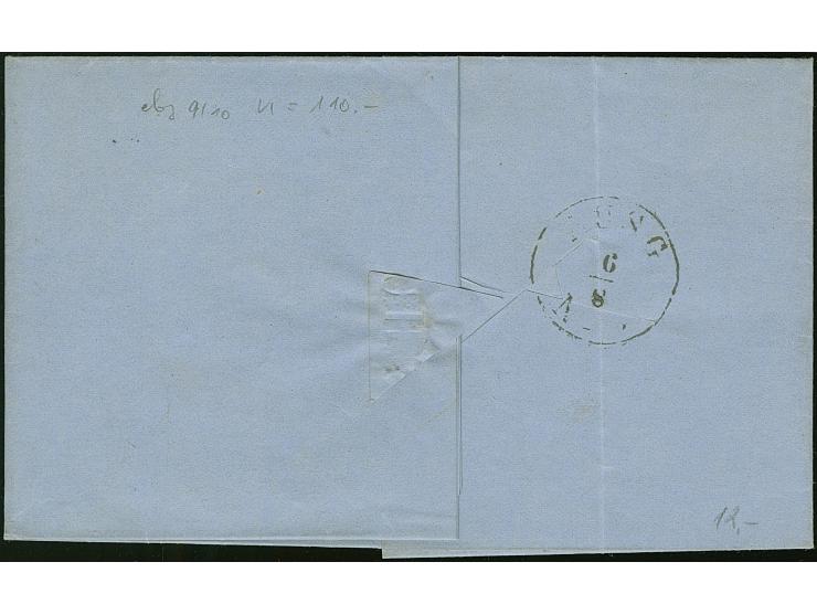 “CREFELD BHF. 6.AUG.71” (Spalink 6-8) klar auf Norddeutscher Postbezirk 1 Gr. gezähnt auf komplettem Faltbrief nach Reuschenb