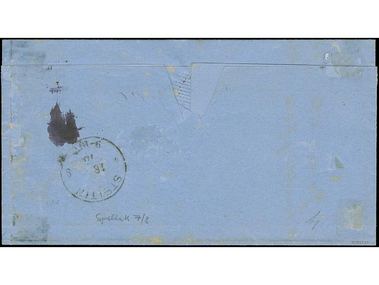 “DANZIG N.3 17.JULI.75” (Spalink 7-3) zweimal klar auf Ausgabe 1874 2½ auf 2½ Gr. und 10 Pfge mattrosa als tarifgerechte Fran