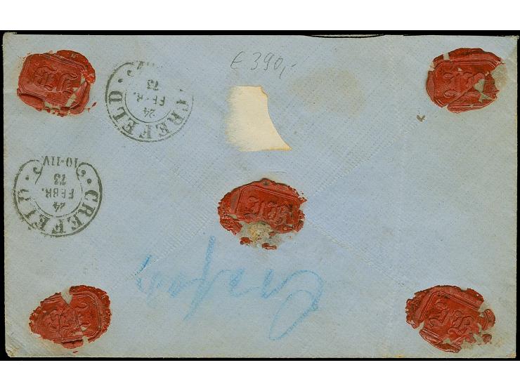 “DUISBURG 23.FEBR.73” (Spalink 10) mehrfach auf kleiner Schild 2 Gr. grauultramarin und großer Schild 1 Gr. karmin und 2½ Gr.