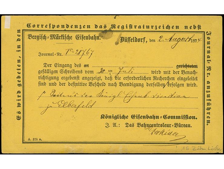 “DÜSSELDORF 5.AUG.74” (Spalink 11-1N3) klar auf großer Schild ½ Gr. orange im kleinen Format L15 auf privat gedruckter Postka