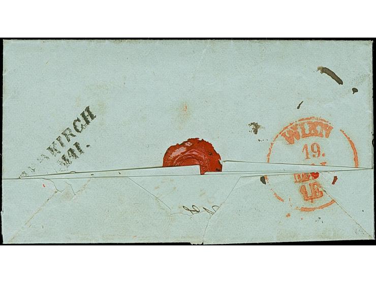 3 Kr. auf orangegelb und 9 Kr. auf altrosa, mit Nr. "25" und nebengesetztem roten L2 "CONSTANZ 13. Mai" (1851) auf komplettem