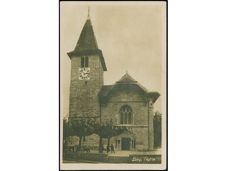 1912, Pro Juventute, alle 3 Werte mit sauberem Stempel "LUTRY 12.XII.12" auf Briefstück (Ansichtskarte mit entfernter Adresse